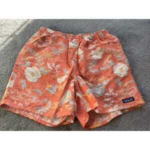 Patagonia Orange Tigerlily Elastic Waist Men’s Baggies Shorts Size Small